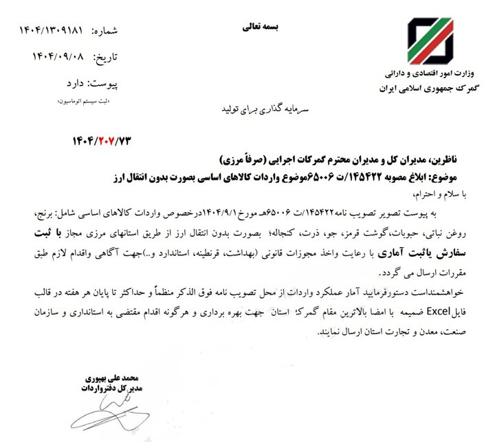 واردات کالاهای اساسی از استان‌های مرزی آزاد شد