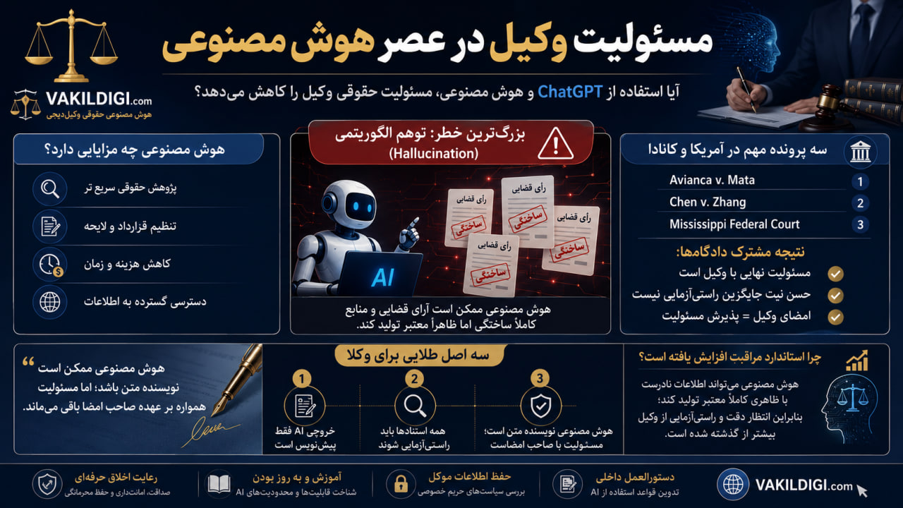 مسئولیت وکیل در عصر هوش مصنوعی مسئولیت وکیل در استفاده از هوش مصنوعی